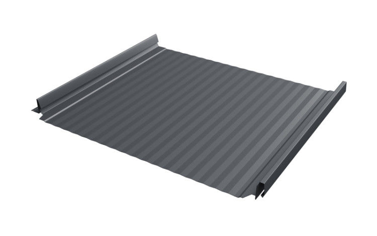 Кликфальц Pro Gofr Grand Line Кликфальц Pro Gofr  0,45 Drap TX с пленкой на замках RAL 7024 мокрый асфальт