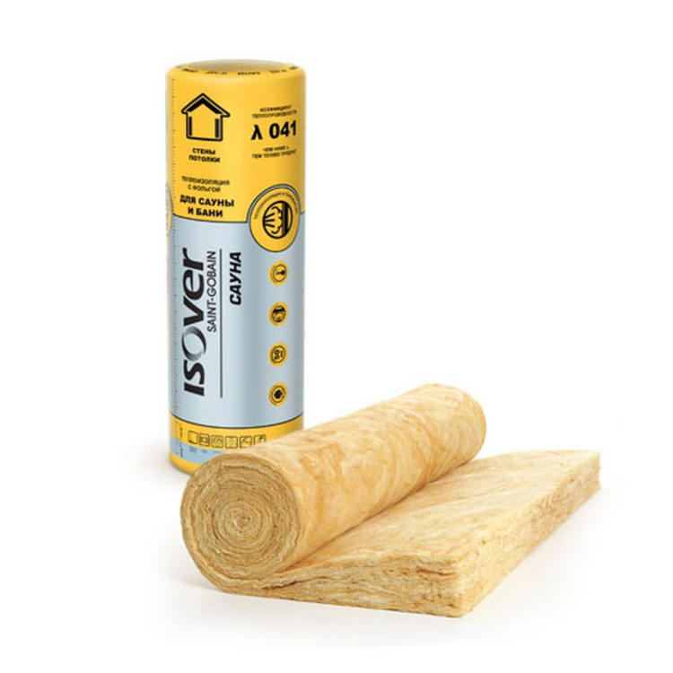 Фольгированный минеральный утеплитель ISOVER Сауна 50*1200*12500 мм (15 м. кв.)
